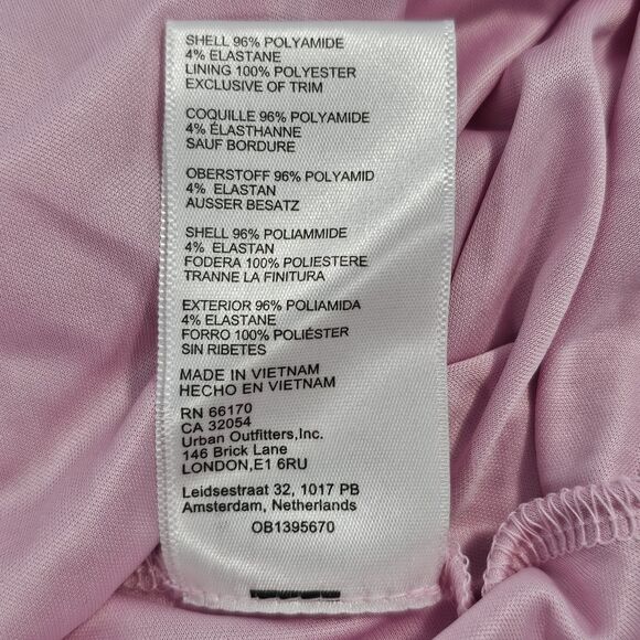 Urban Outfitters Roxie Lace Mini Dress Pink Sheer Puff Sleeve Fit Flare Size S - Picture 4 of 6